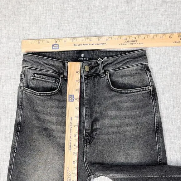 ANINE BING Beck High Rise Skinny Slim Jeans Dark Grey Size 30 NWT